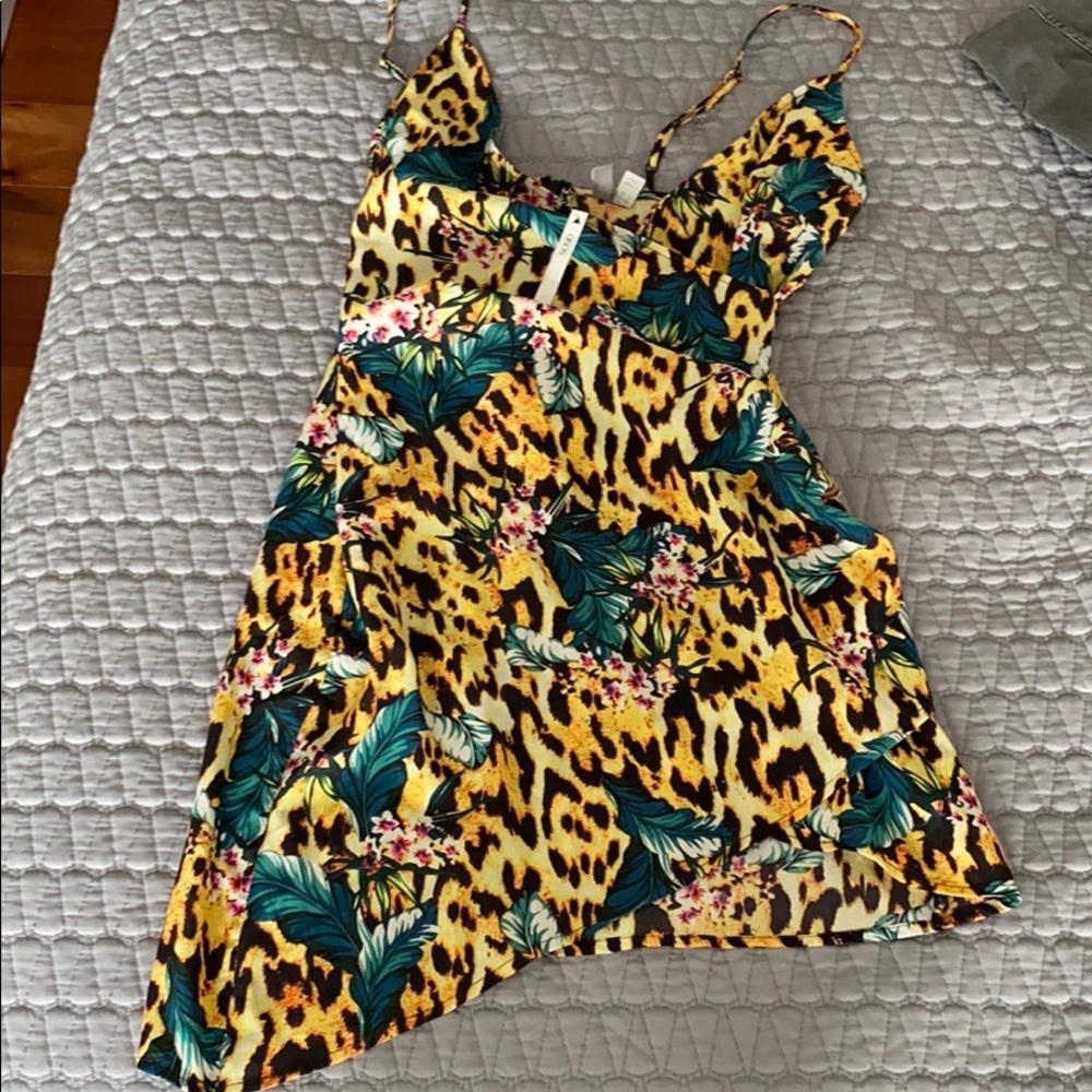 ASOS Leopard Print Mini Dress with Floral Accents